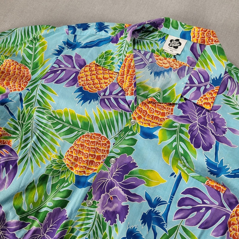 Vintage Hilo Hattie Shirt Mens 4XL Colorful Floral Aloha Hawaiian Made USA